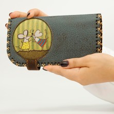 Hoodie Mouse Dans Eden Fare Figürlü Büyük Cüzdan Etnik Bohem Retro Vintage Style  - PETROL