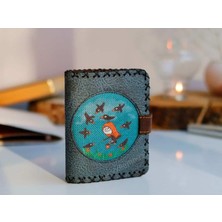 Hoodie Mouse Karga Kız Figürlü Küçük Cüzdan Etnik Bohem Retro Style - Petrol