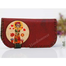 Hoodie Mouse Mexsican Frida Figürlü Büyük Cüzdan Etnik Bohem Retro Vintage Style - BORDO