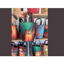 Hoodie Mouse Kedi Figürlü Kova Model Çanta Etnik Bohem Style - BORDO