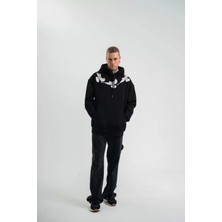 Unisex Uzun Kol Bisiklet Yaka Yıkamalı Sweatshirt - Siyah