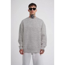Unisex Biskilet Yaka Üç Iplik Sweatshirt - Gri