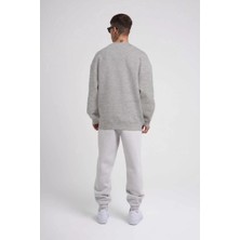 Unisex Biskilet Yaka Üç Iplik Sweatshirt - Gri