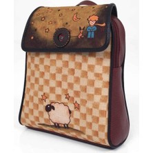 Hoodie Mouse Küçük Prens ve Kuzu Figürlü Kapaklı Sırt Çantası Etnik Bohem Style - BORDO