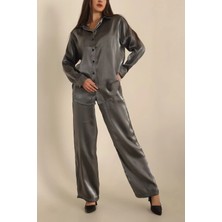 Lensia   Antrasit Parlak Kumaş  Ikili Takım