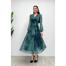 Lensia   V Yaka Batik Desen Elbise