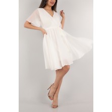 Lensia   Kuşaklı Kloş Etekli Şifon Elbise