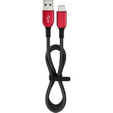 Telefonum Için Usb-A To Type-C Kırmızı Hızlı Şarj Data Kablosu 3A 15W 120CM