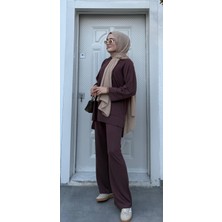 Jooq Kapüşonlu Bol Paça Alt Üst Eşofman Takım Mürdüm