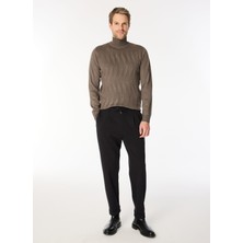 Sseinse Bağlamalı Bel Normal Paça Slim Fit Siyah Erkek Pantolon PSI1317SS