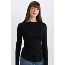 DeFacto Slim Fit Dar Kesim Bisiklet Yaka Basic Düz Soft Touch Uzun Kollu Tişört E5884AX25SP