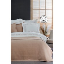 Evlen Home Collection %100 Pamuk Danilo Nevresimli Pike Seti Çeyiz Seti (9 Parça) Krem/cappuccino
