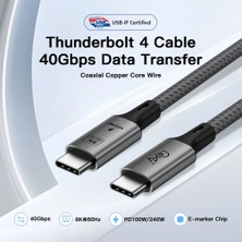 USB 4.0  1mt 40GBPS Kablo 8k Type-C USB Hızlı Şarj Kablosu Veri Kablosu iPhone 15 Pro Max’ten Android’e