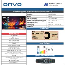 Onvo 75OVF9000UQ 75" 190 Ekran Uydu Alıcılı 4K Ultra HD Google Smart QLED TV