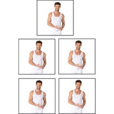 Özkan Underwear Özkan 11407 5'li Paket Erkek %100 Pamuklu Süprem Esnek Rahat Kalın Askılı Örme Atlet