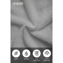 Anılsan 6'lı Greek Gri El Havlusu - 50 x 90  cm , 225 Gr,  Pamuk, Spa ve Otel Havlusu