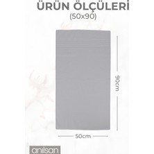 Anılsan 6'lı Greek Gri El Havlusu - 50 x 90  cm , 225 Gr,  Pamuk, Spa ve Otel Havlusu