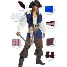 Sanlindou L Cadılar Bayramı Cosplay Pirate Kostümleri Üst Yu Pantolon Kemer Şapkası Ayak Kayışı 7 Pcs Seti | Tatil Kostümleri (Yurt Dışından)