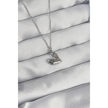 Sinerji Shop 316L Çelik Zincir Gümüş Renk Renkli Zirkon Taşlı Kalp Kolye - TJ-BKO8906