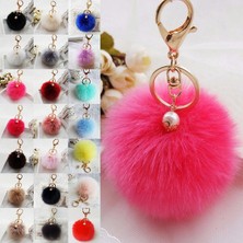 Renjie Shop CParlak Lacivert Tarzı Son Moda Pelüş Anahtarlık Süsü Chaveiro Kürk Anahtarlık Taklit Tavşan Tüyü Top Çanta Araç Aksesuarları Pandant Anahtarlık Halkası (Yurt Dışından)