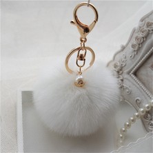Renjie Shop CParlak Lacivert Tarzı Son Moda Pelüş Anahtarlık Süsü Chaveiro Kürk Anahtarlık Taklit Tavşan Tüyü Top Çanta Araç Aksesuarları Pandant Anahtarlık Halkası (Yurt Dışından)
