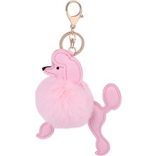 Renjie Shop CPembe Tarzı Kadın Çanta Süsü Anahtarlık Kürk Püskül Anahtarlık Poodle Köpek Anahtarlık - Araba Için Sevimli Köpek Bebek Anahtarlık (Yurt Dışından)