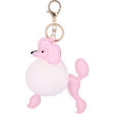 Renjie Shop CPembe Tarzı Kadın Çanta Süsü Anahtarlık Kürk Püskül Anahtarlık Poodle Köpek Anahtarlık - Araba Için Sevimli Köpek Bebek Anahtarlık (Yurt Dışından)