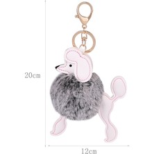 Renjie Shop CPembe Tarzı Kadın Çanta Süsü Anahtarlık Kürk Püskül Anahtarlık Poodle Köpek Anahtarlık - Araba Için Sevimli Köpek Bebek Anahtarlık (Yurt Dışından)