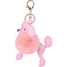 Renjie Shop CPembe Tarzı Kadın Çanta Süsü Anahtarlık Kürk Püskül Anahtarlık Poodle Köpek Anahtarlık - Araba Için Sevimli Köpek Bebek Anahtarlık (Yurt Dışından)