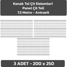 Konak Tel Çit Sistemleri 3 Adet Panel Çit Teli 200 x 250 cm 4 mm Tel Kalınlığı 55 x 150 mm Göz Aralığı