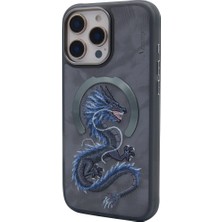 Nimmy iPhone 16 Pro Max Uyumlu Nakış Işlemeli 3D Detaylı Manyetik Özellikli Fantasy Animal Series Silikon Telefon Kılıfı