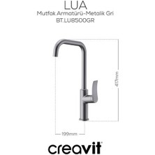 Creavit Lua Mutfak Armatürü - Metalik Gri