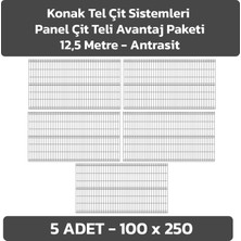 Konak Tel Çit Sistemleri 5 Adet Panel Çit Teli 100 x 250 cm 4 mm Tel Kalınlığı 55 x 150 mm Göz Aralığı