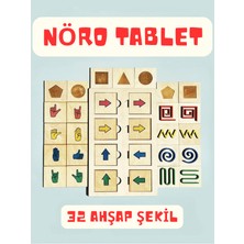 Bahadır Grup Nöro Tablet, Şekiller, 32 Adet Kalıp (8 Jest - 8 Satır  - 8 Ok - 8 Şekil) Eğitici Oyuncak, Duyusal Oyuncak