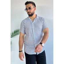 Mishar İtalia Slim Fit Desenli Keten Gömlek