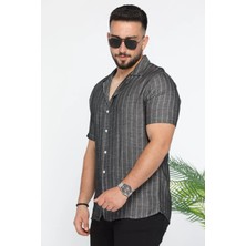 Mishar İtalia Slim Fit Desenli Keten Gömlek