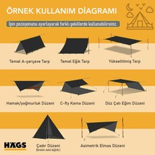 Haegs Tarp Gölgelik Tente, Hafif Taşınabilir Örtü Branda Outdoor Kamp Tente 300X300 cm - Siyah