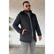 Mishar İtalia Erkek Kapüşonlu Fermuarlı Içi Peluş Mont