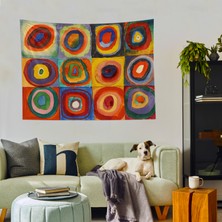 The Lucid Lab Color Study. Squares With Concentric Circles Duvar Örtüsü - 100  cm   x  135  cm