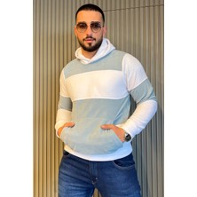 Mishar İtalia Erkek Kapüşonlu Renk Garnili Polar Sweatshirt