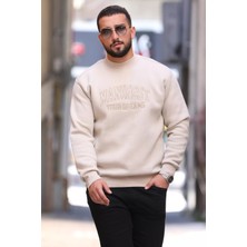 Mishar İtalia Bisiklet Yaka Nakışlı Üç Iplik Şardonlu Erkek Sweatshirt