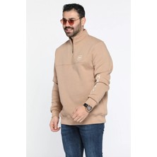 Mishar İtalia Dik Yaka Yarım Fermuarlı Üç Iplik Şardonlu Erkek Sweatshirt