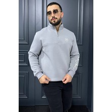 Mishar İtalia Dik Yaka Yarım Fermuarlı Üç Iplik Şardonlu Erkek Sweatshirt