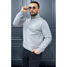 Mishar İtalia Dik Yaka Yarım Fermuarlı Üç Iplik Şardonlu Erkek Sweatshirt