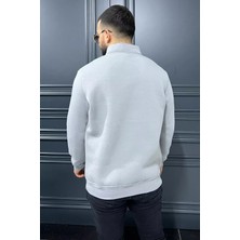 Mishar İtalia Dik Yaka Yarım Fermuarlı Üç Iplik Şardonlu Erkek Sweatshirt