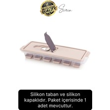 Svein Premium 12 Bölmeli Pratik Bas Çıkar Silikon Buzluk Yapışmaz Kalıp Sızdırmaz Kapaklı Hava Geçirmez