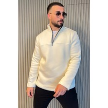 Mishar İtalia Erkek Dik Yaka Yarım Fermuarlı Şardonlu Üç Iplik Sweatshirt