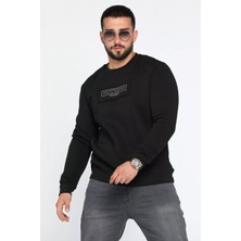 Mishar İtalia Erkek Yazı Baskılı Şardonlu Üç Iplik Sweatshirt