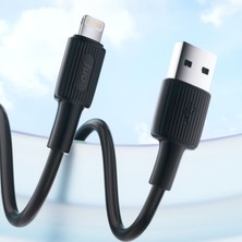 Juo 12W 2.4A Usb-A To Lightning Apple iPhone iPad Uyumlu Silikon Hızlı Şarj ve Data Kablosu Siyah 2 Metre
