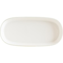 Retro Olive Hygge 12 Adet 21 Cm Yeşil Kenar Çizgili Porselen Oval Tabak